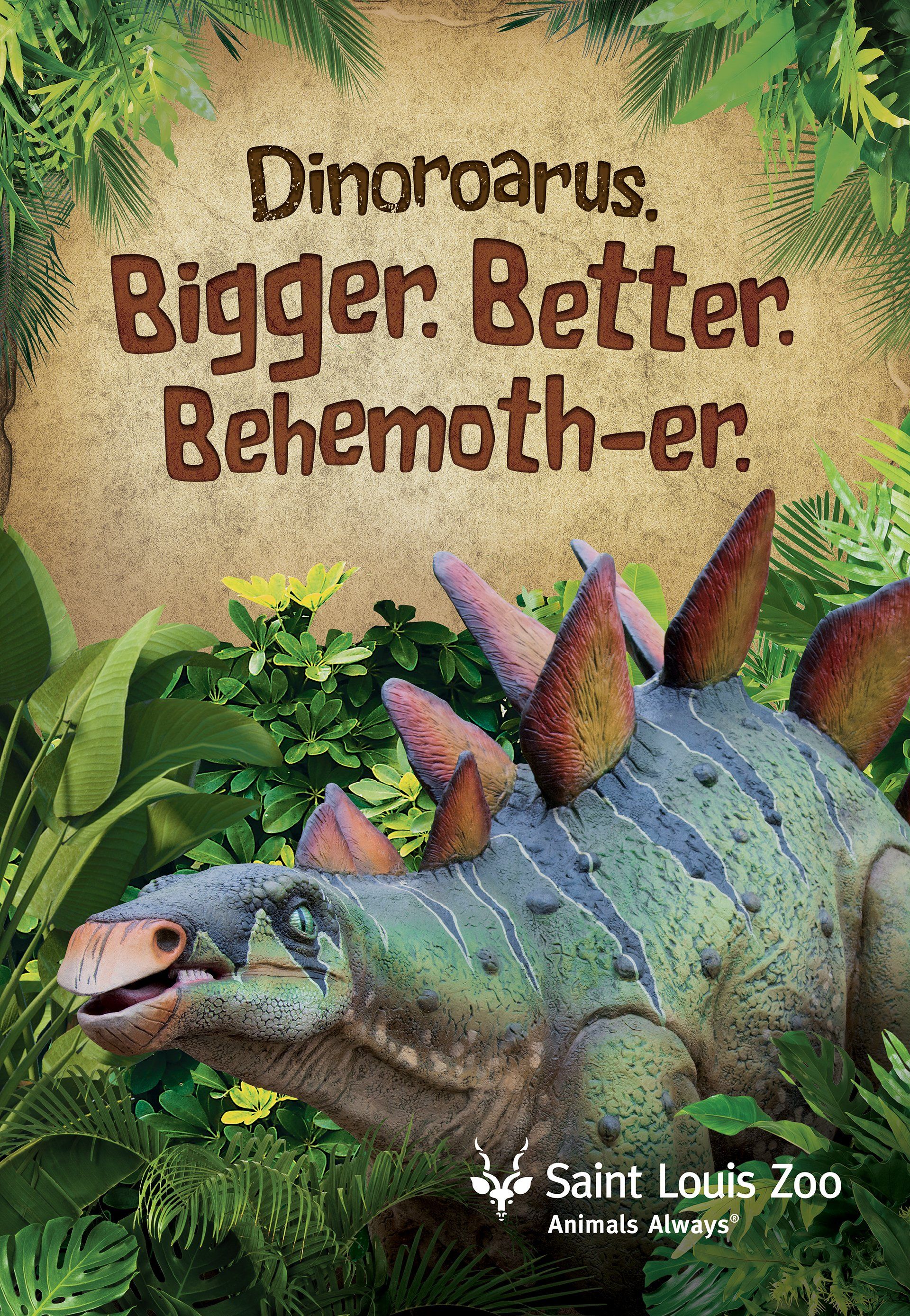 A dinosaur is on the cover of a book.