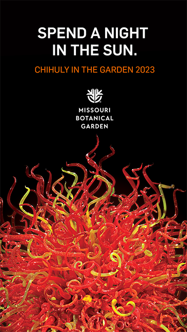 A poster for the Missouri Botanical Garden that says spend a night in the sun