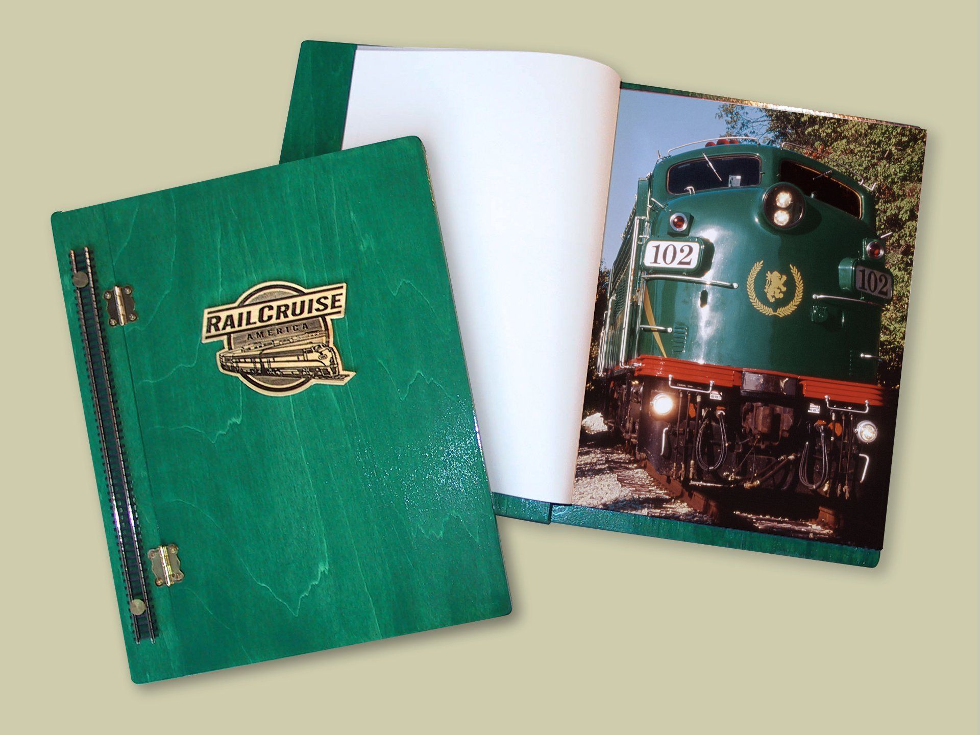 A green book with the number 102 on it