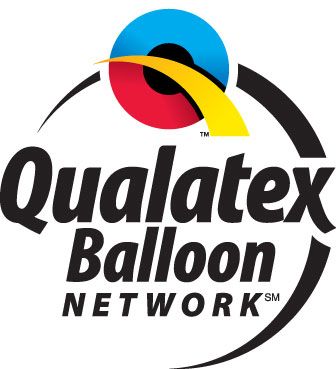 The qualatex balloon network logo is shown on a white background
