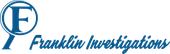 Logo for Franklin Investigations: blue "F" in circle with magnifying glass, and text "Franklin Investigations."
