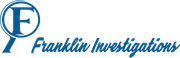 Logo for Franklin Investigations: blue "F" in circle with magnifying glass, and text "Franklin Investigations."