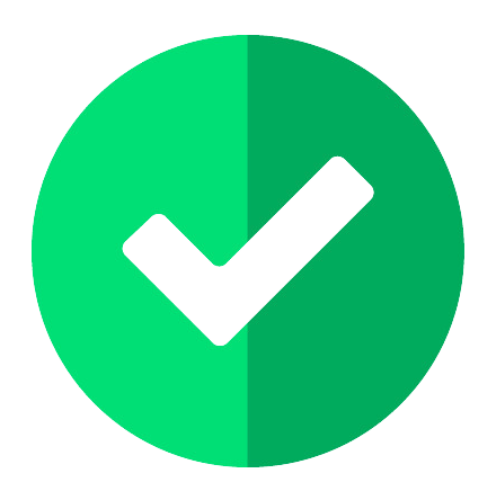 A green circle with a white check mark inside of it.