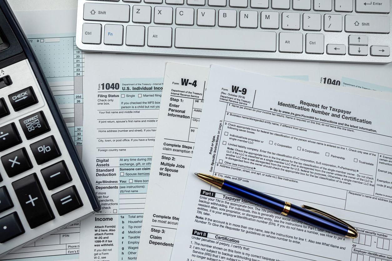 tax form with calculator