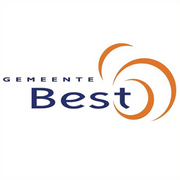 Een blauw en oranje logo voor een bedrijf genaamd best