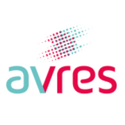Een logo voor een bedrijf genaamd avres met een bliksemschicht in het midden.