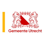 Een logo voor de stad utrecht met twee leeuwen en een schild.