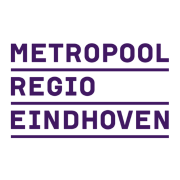 Het logo voor metropool regio eindhoven is paars en wit.