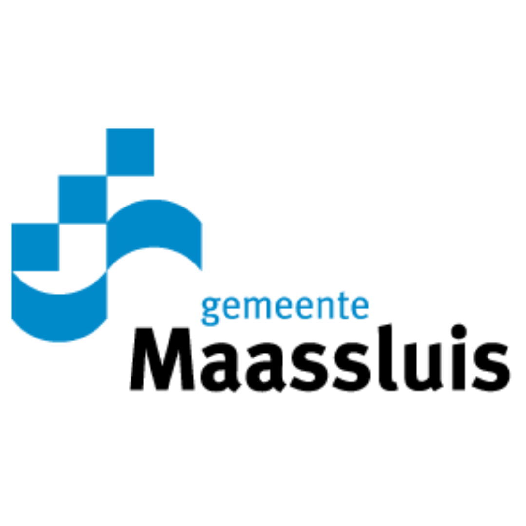 A blue and white logo for maassluis