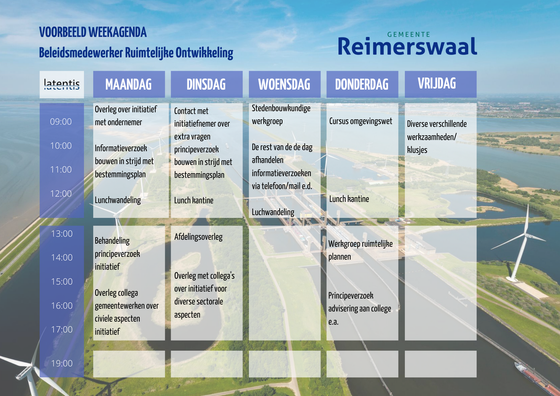 Een kalender met een afbeelding van windmolens erop