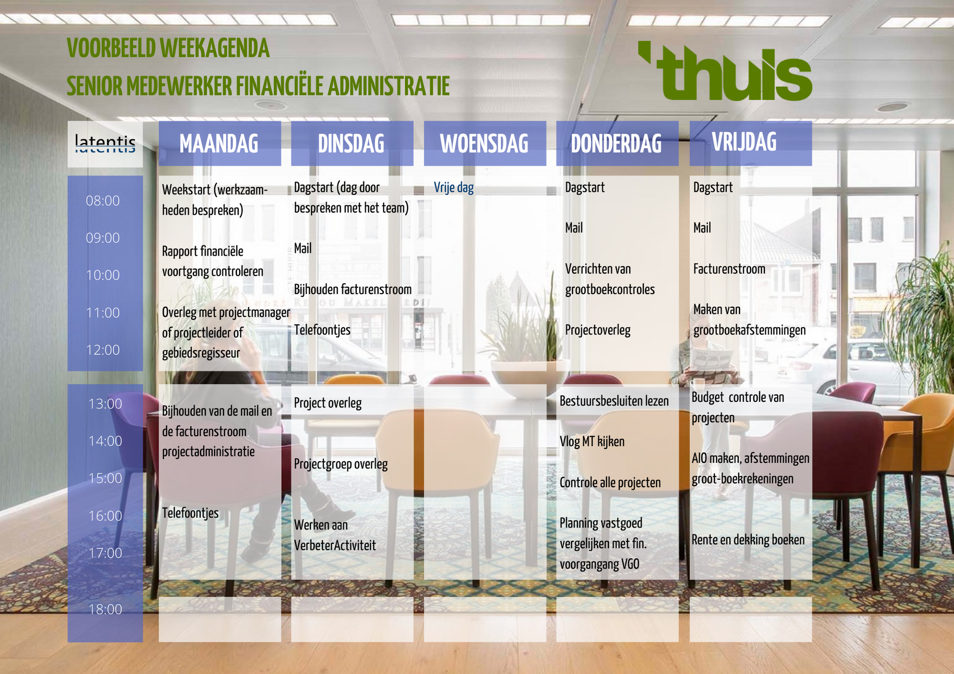 Een weekschema met het woord thuis erop
