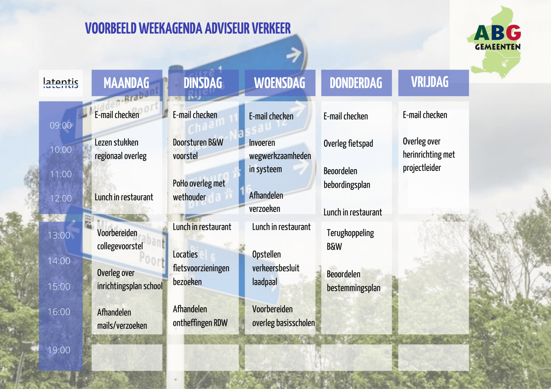 Er wordt een flyer getoond van een bedrijf genaamd aeg