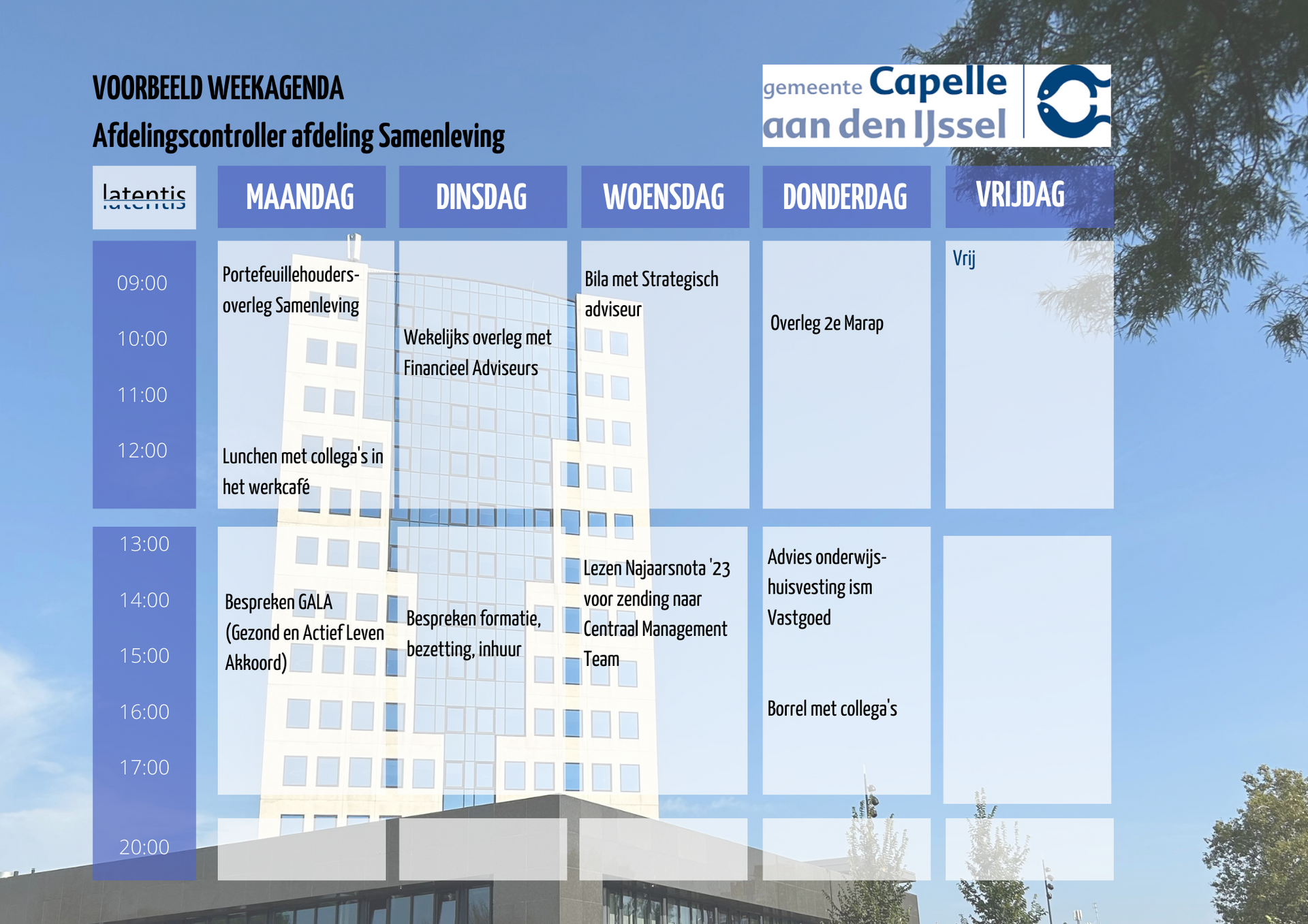 A schedule for a building called capelle aan den ijssel