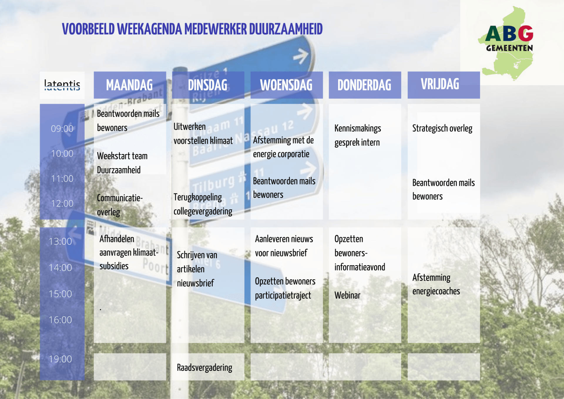 Een weekschema in een vreemde taal