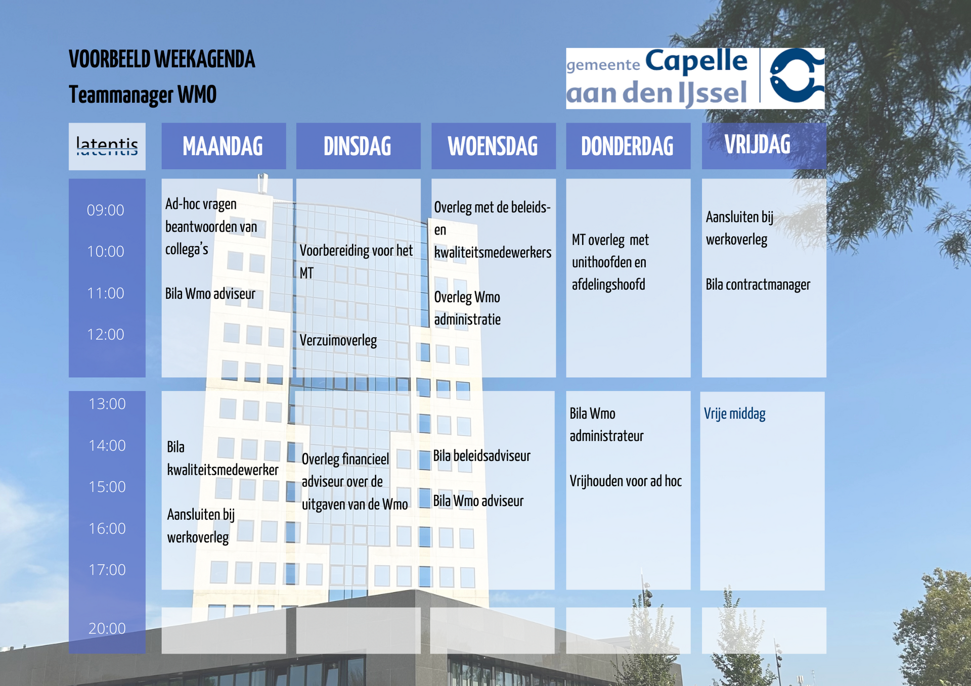A blue and white schedule for capelle aan den ijssel