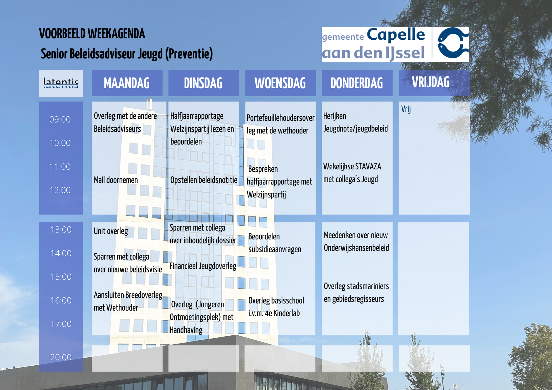 A schedule for a building called capelle aan den ijssel