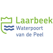 A green and blue logo for laarbeek waterpoort van de peel