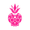A pink skull with a flower on top of it