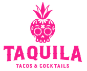 A pink logo for taquila tacos and cocktails