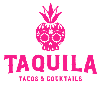 A pink logo for taquila tacos and cocktails