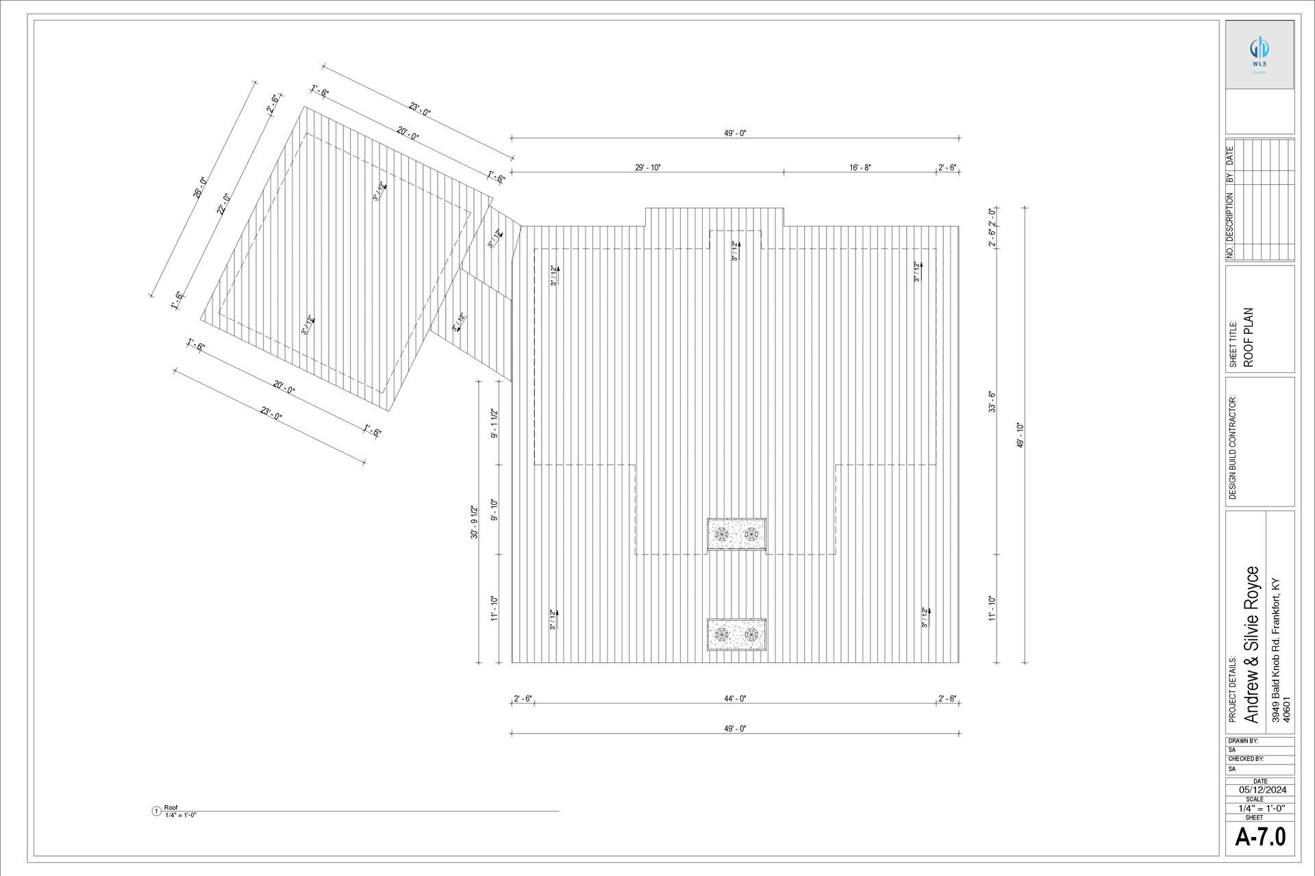 Floor plan with dimensions and angled section.