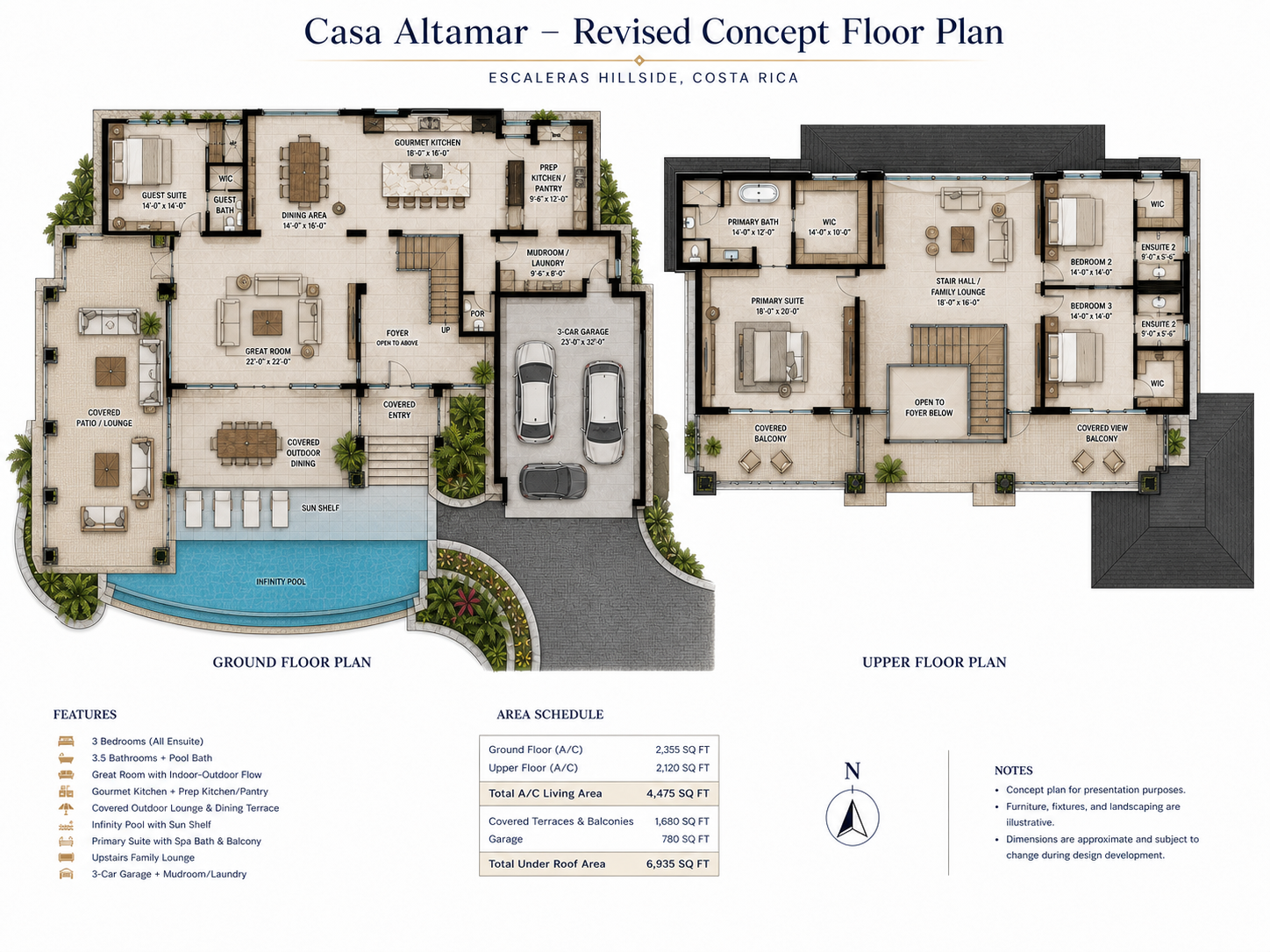 Villa Altamar concept floor plan with interactive room markers