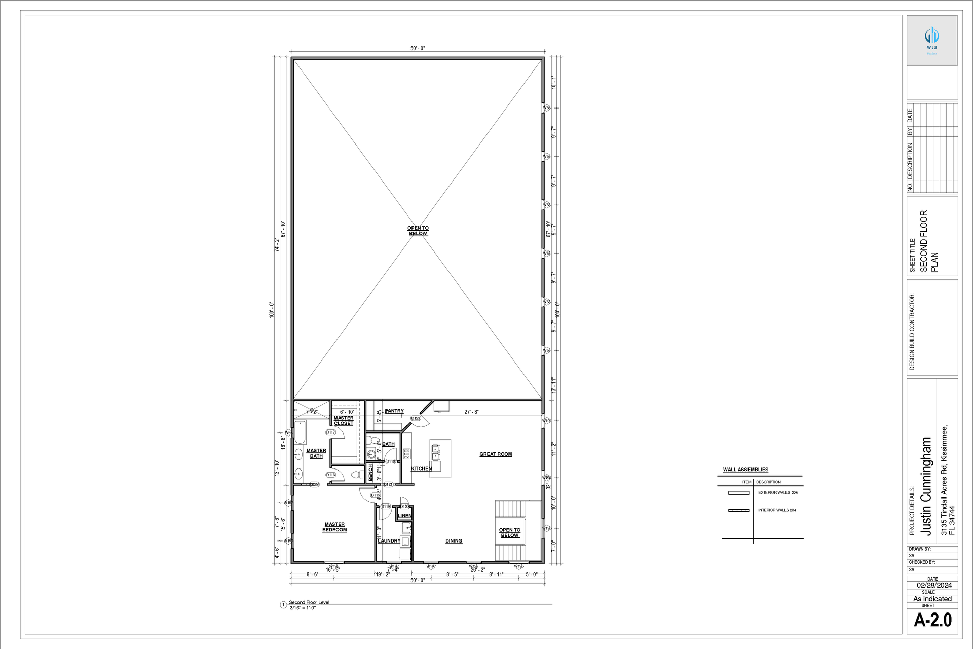 Floor plan of a building with a large rectangular area, two smaller rooms, and a bathroom.
