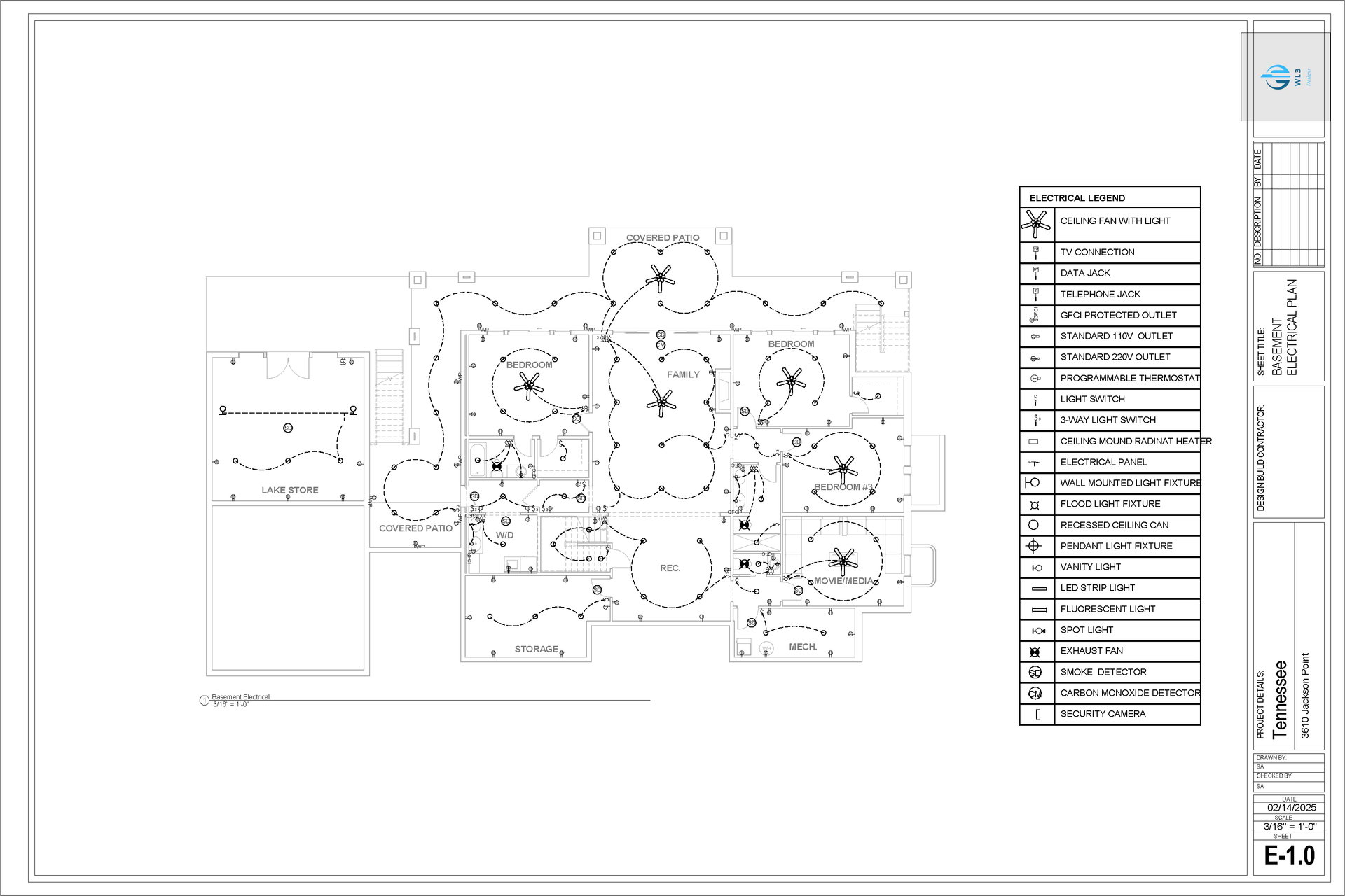 Architectural drawing of a building layout with circles and text annotations; a legend is on the right.
