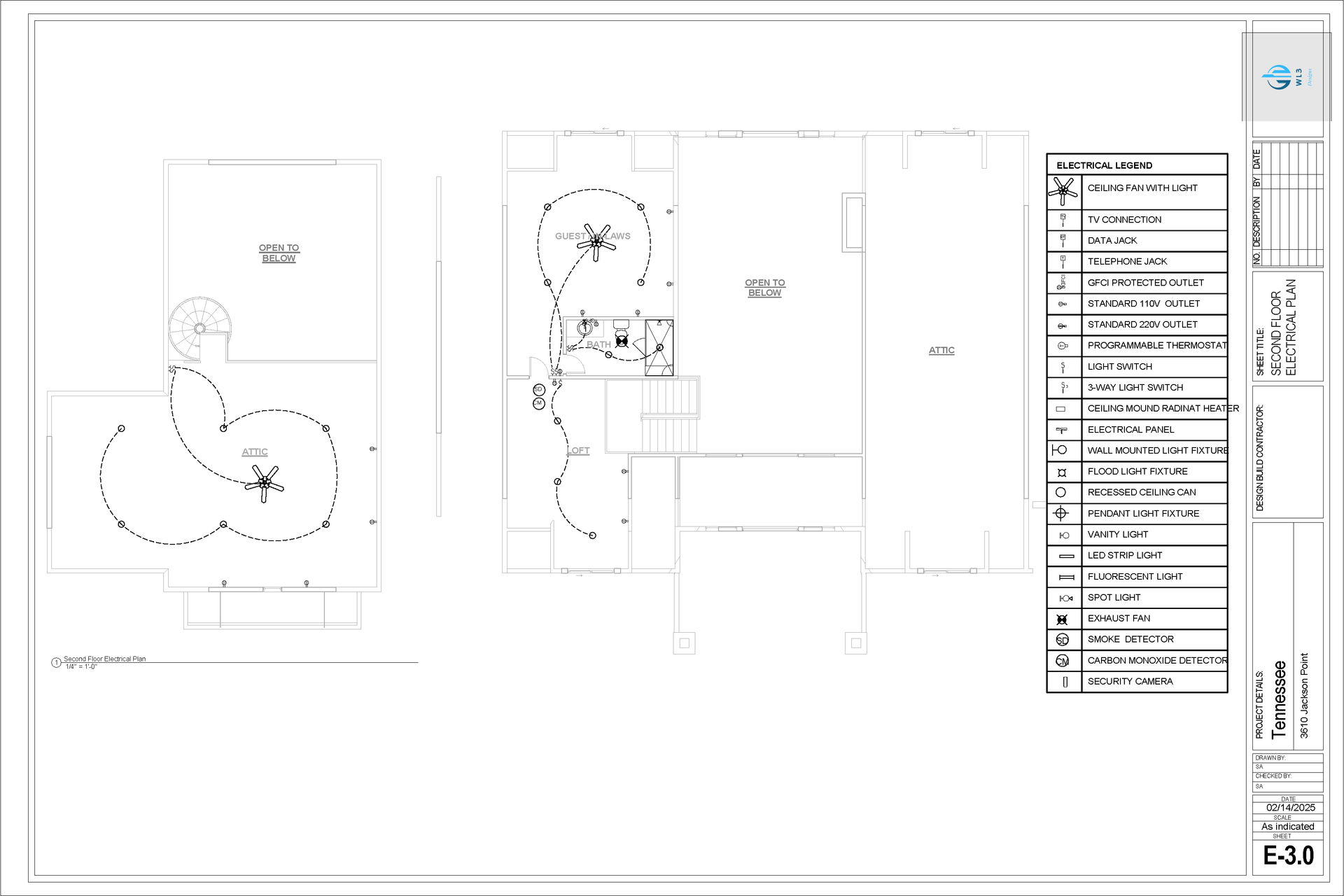 Architectural site plan with tree plantings, paths, and building layouts.