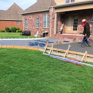 backyard patio being constructed