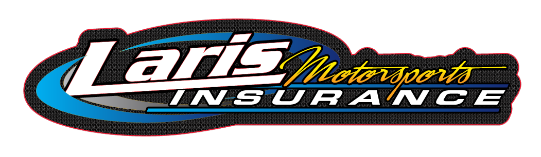 A logo for laris motorsports insurance on a white background.
