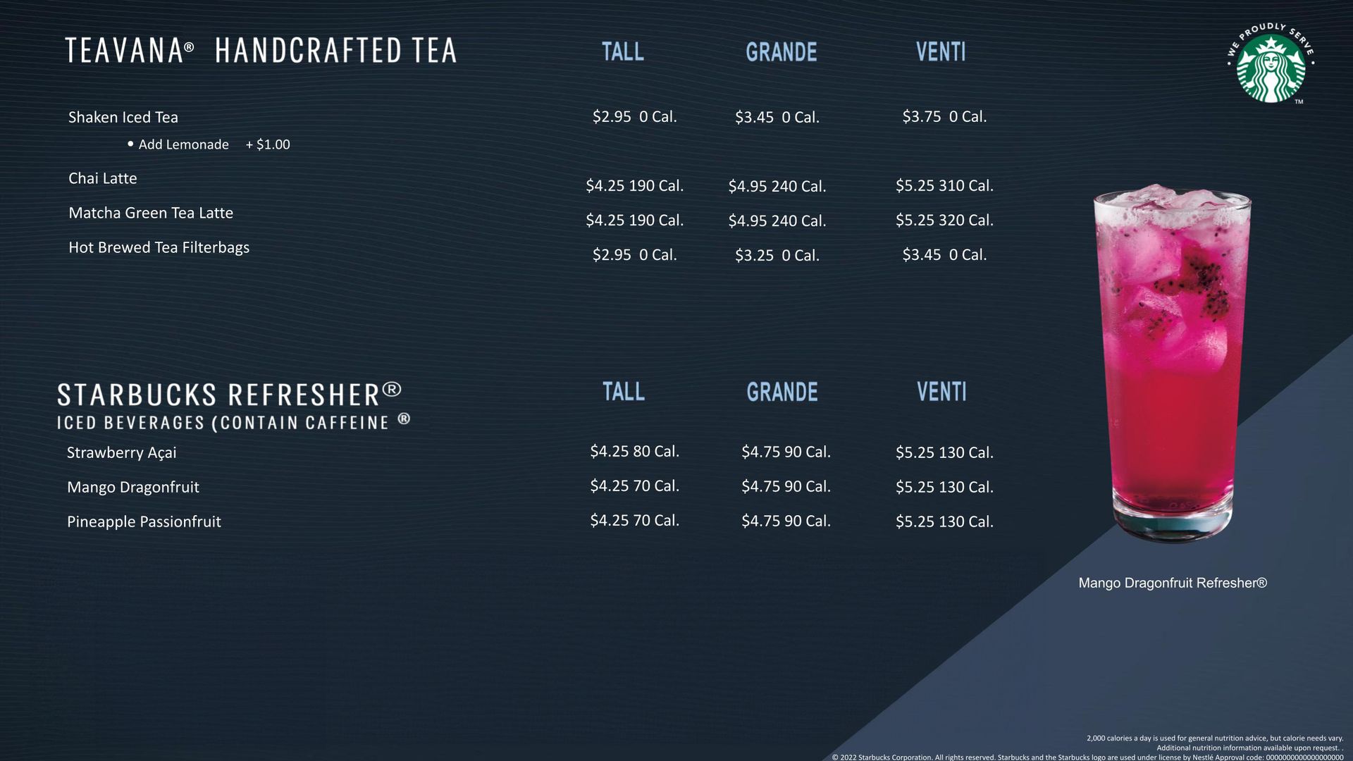 Starbucks Menu