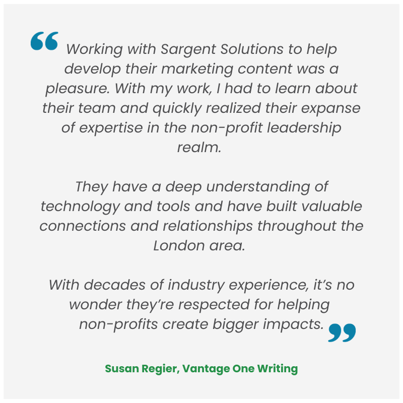 A quote from susan regier about working with sargent solutions