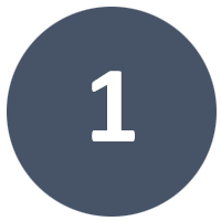 A blue circle with a white number 1 inside of it.