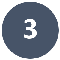 A blue circle with the number three inside of it.