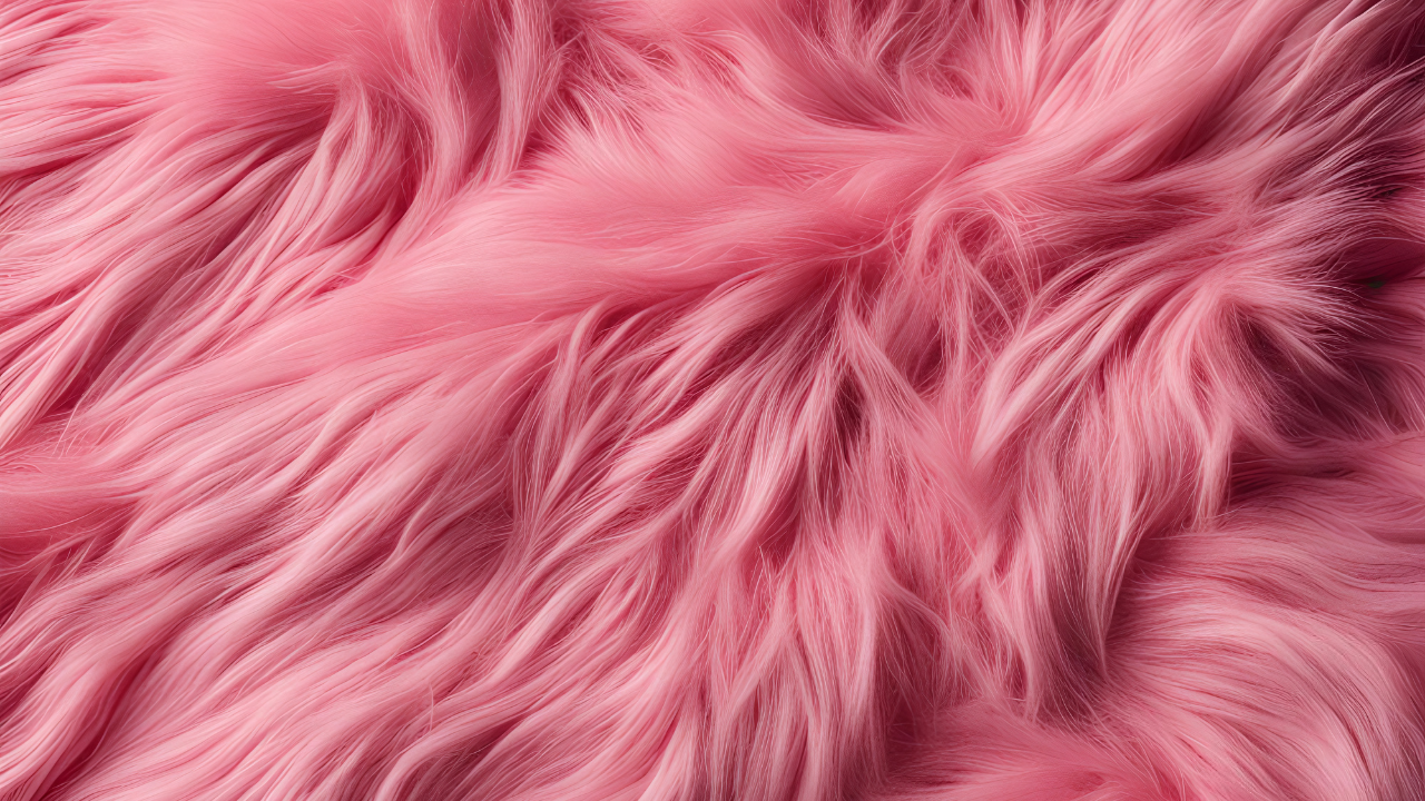 Pink fluffy faux fur texture.