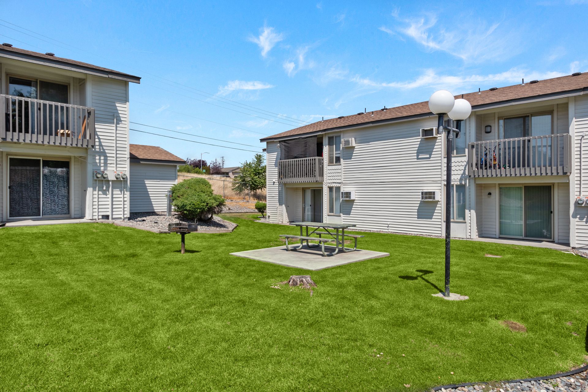 Landscaped grounds with picnic area