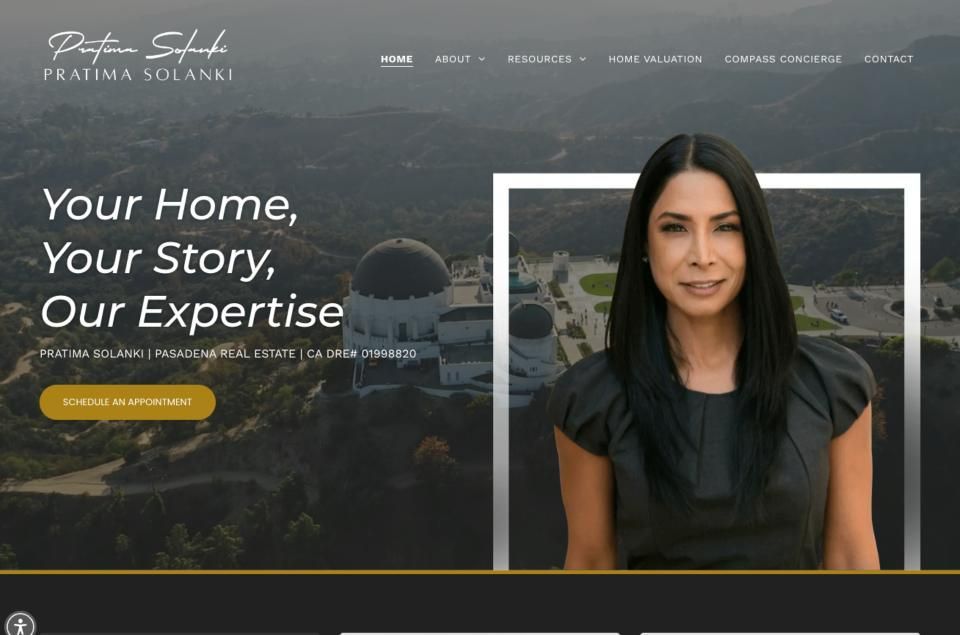 A real estate website design by Bullsai for Pratima Solanki