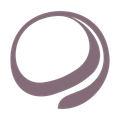 A purple circle with a swirl in the middle on a white background.