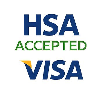 HSA accepted Visa logo in blue, green, and yellow text on a white background