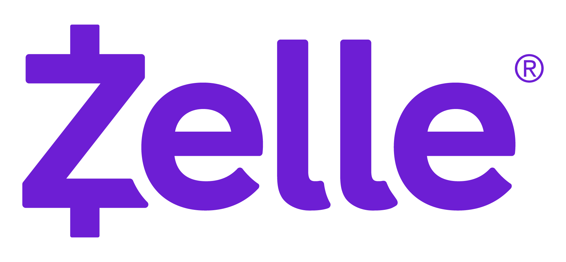 Purple Zelle logo with stylized “Zelle” wordmark and registered trademark symbol