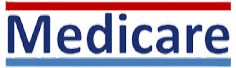 Medicare logo with red and blue bars.