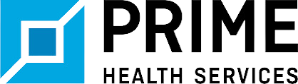 Logo of Prime Health Services with a blue and white geometric icon.