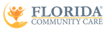 Florida Community Care logo: Orange hands cradling people figures with 