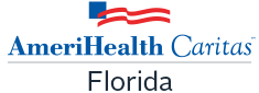 AmeriHealth Caritas Florida logo with American flag symbol.