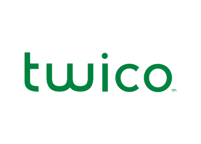 The twico logo is green and white on a white background.