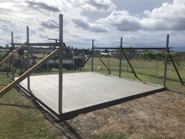 A concrete slab has been poured on a piece of land — Wal's Concreting Service Pty Ltd in Ballina, NSW