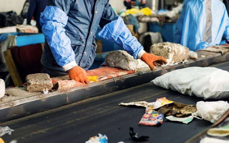 waste sorting in a factory