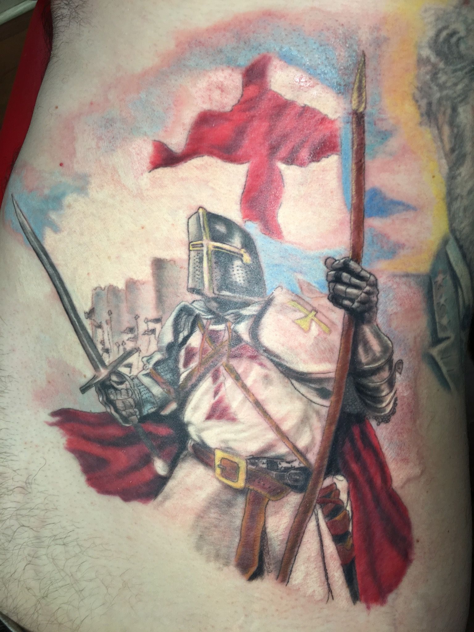 A colored knight tattoo