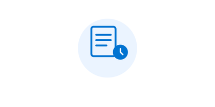 Blue document with a small clock icon, suggesting a time-related file or deadline reminder